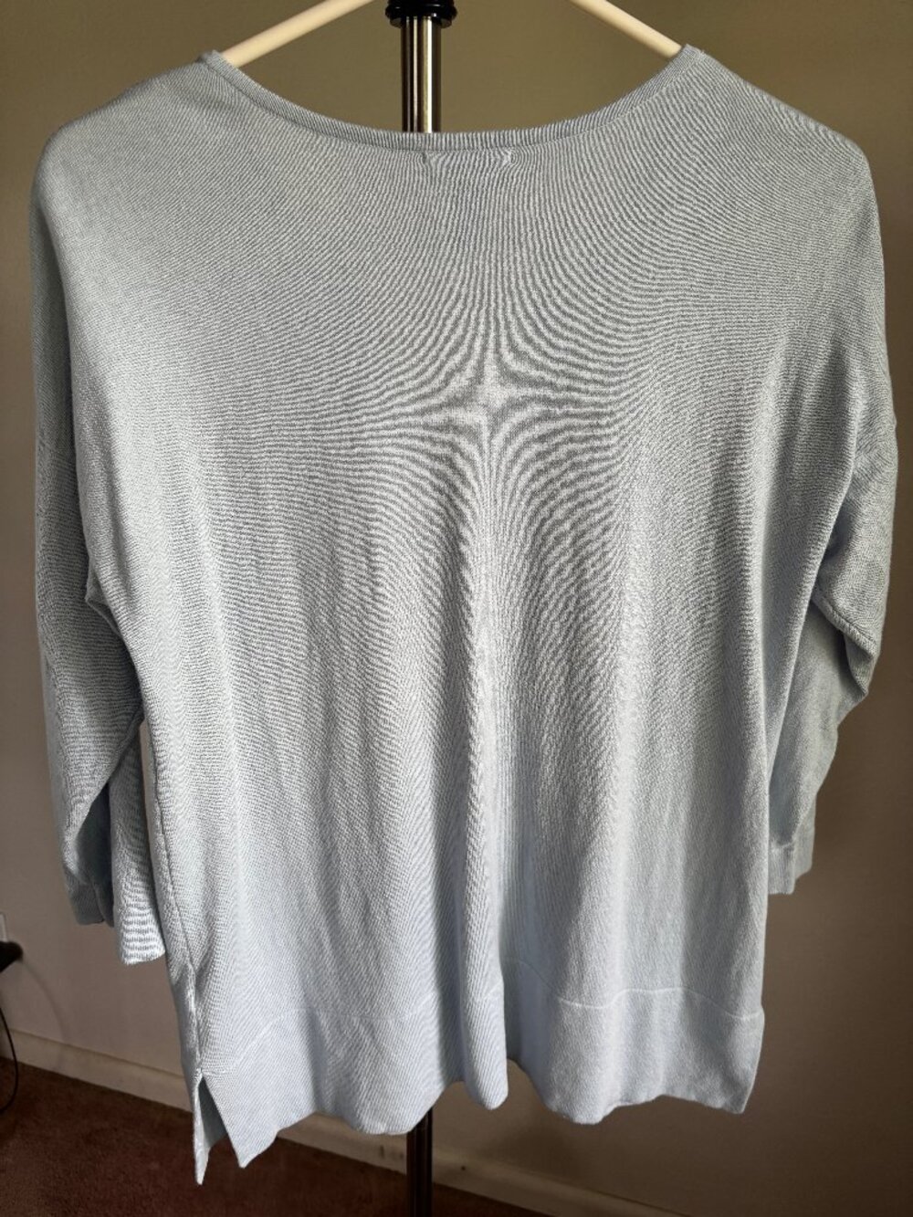 Martha Stewart Light Blue Knit Top 3/4 Sleeves Size Small - Picture 3 of 6
